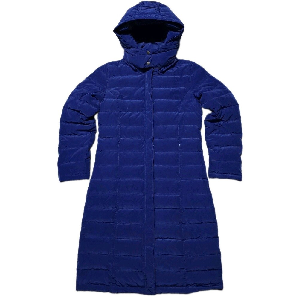 Garnet Hill Women's Size 6 - Long Down Royal Blue Puffer Coat Winter Jacket